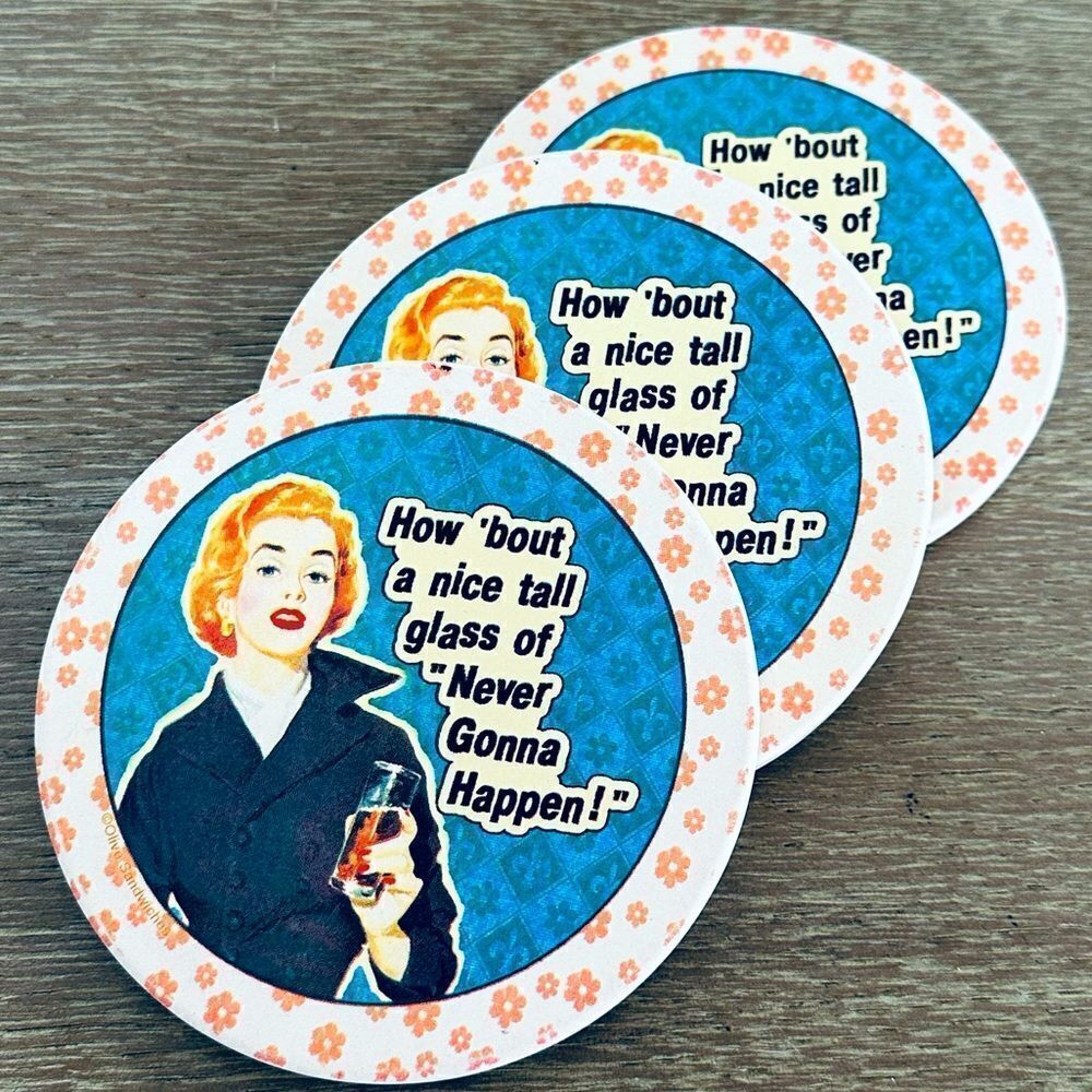 Funny Vintage Graphic Stone Drink Coasters Set